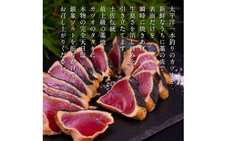 芸西村厳選1本釣り本わら焼き「田野屋銀象シリーズ　極カツオのたたき（6～7人前）完全天日塩付（田野屋銀象ソルト）」