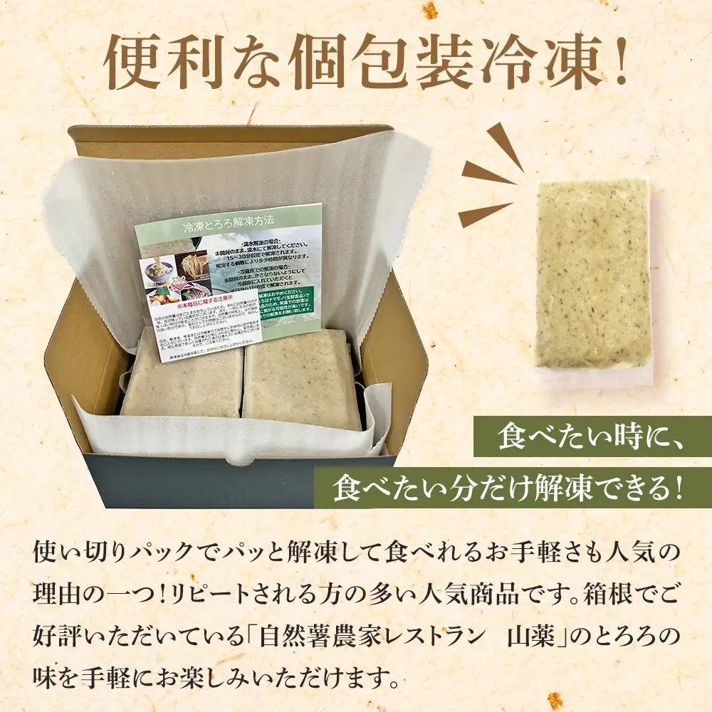 解凍するだけでお店の味が楽しめる。自然薯味付とろろ100ｇ×１０ｐセット【とろろ 極上とろろ 山芋 箱根 お家用 家庭用 国産 セット商品 自然薯 味付とろろ 贈答品 神奈川県 小田原市 とろろ】