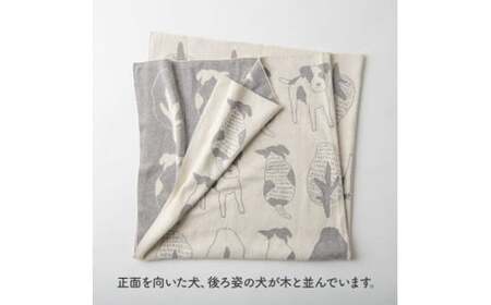 犬柄 アフガン CO-K52【60営業日程度で発送】| おくるみ ベビー 赤ちゃん ひざ掛け ブランケット オーガニックコットン 草木染 ジャカード編み 出産祝い ギフト 日本製