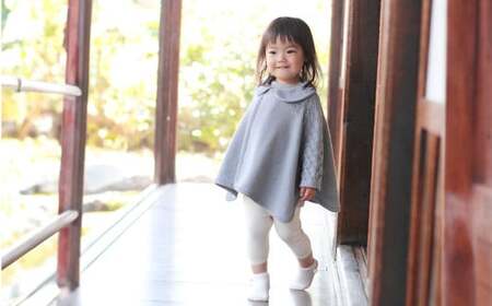 【グレー（彩土染）】ポップコーン マント CO-Ｗ-27-61【60営業日程度で発送】| ベビー服 ベビー 赤ちゃん 羽織り ケープ  男女兼用 オーガニックコットン 日本製
