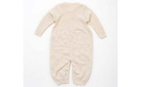 【ナチュラル】クローバー柄 2WAYオール CO-Ｗ42【60営業日程度で発送】| ベビー ベビー服 赤ちゃん 新生児～ 1歳前後 服 ツーウェイオール  スナップ留め ドレス型 パンツ オーガニック 綿 日本製