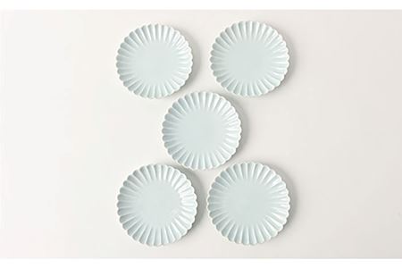 【波佐見焼】菊彫 青白釉 6寸皿 プレート 5枚セット 食器 皿 【福田陶器店】 [PA211]  波佐見焼