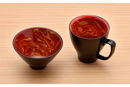 【陶器市特集】【波佐見焼】レッドマーブル マグカップ2個 飯碗2個セット 茶碗 丼 スープマグ  食器 皿 【舘山堂】 [RC23] 波佐見焼