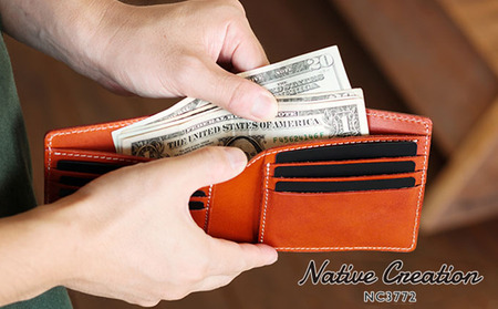 Native Creation 本革カード・札入れ用 二つ折り財布 NC3772 全8色 栃木レザー【納期1～3カ月】 ファッション小物  NAVY