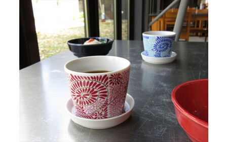 ARITA PORCELAIN LAB (アリタポーセリンラボ) JA蛸唐草&格子丸紋 蕎麦猪口&薬味皿ペアセット 有田焼 そば猪口 そばちょこ 豆皿 A55-163