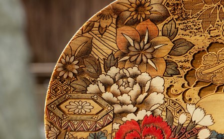 【三彩工房】京友禅模様彫刻皿（9寸）
