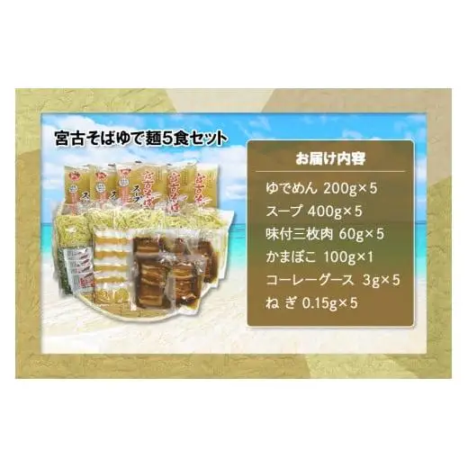 宮古そばゆで麺5食セット ストレートスープ