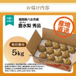 【先行受付】豊水梨（5kg）【ＪＡふくおか八女】｜8月中旬～発送予定  糖度12～13% なし 梨 ナシ 豊水梨 豊水 福岡 4L〜2Lサイズ 産地直送 期間限定 甘い みずみずしい 果物 果実 フルーツ デザート 旬 002-009