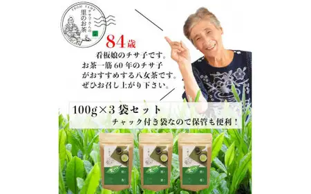 自社製造の深蒸しの八女茶！茶ごころ100g入り3袋セット　008-004