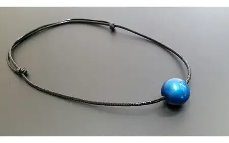 【本漆塗】漆ペンダント18㎜(メタリックブルー)　023-010