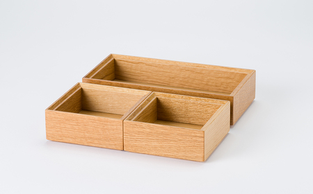 AW6　重ねて小物入れ大・小セット   【 木製 木目 シンプル 箱 BOX 小物入れ 国産ス タッキング セット 整理 なら ナラ 】