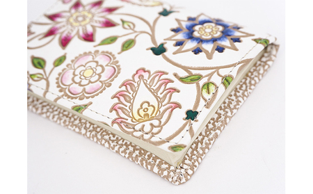 【文庫屋大関】箱まち小銭入れ　花更紗【皮革工芸品】 ファッション小物 財布 民芸品 