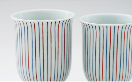 しん窯 青花 染錦十草反り組湯呑 有田焼 湯呑み ゆのみ カップ 2個 セット ギフト 贈答 35000円 3.5万円 A35-539