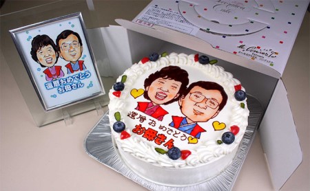 似顔絵ケーキ6号サイズ（人物2人）引換券 チケット 