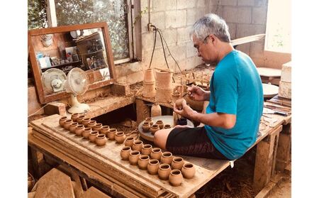 ＜南陶窯＞コーヒードリッパーセット【灰釉・線紋】 ☆ 陶器 やちむん 沖縄 伝統工芸品 珈琲 週末の楽しみ オシャレ コレクション アジアンテイスト ポット 新生活