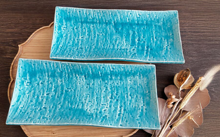 【瀬戸焼】あざやか貫入 さんま皿ペアセット（トルコブルー）【まるたか水野コーポレーション】[BBBF007] 食器 魚