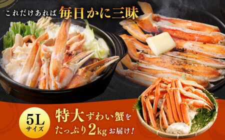 ボイル ズワイ蟹 特大サイズ 5L 2kg  ｜ 海鮮 カニ かに 蟹 ズワイガニ 冷凍