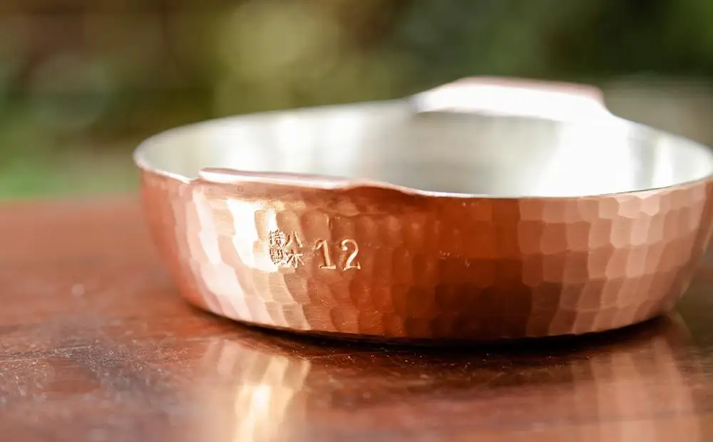 【八木庖丁店】手打ち銅製 グラタン皿(12cm)｜京都 キッチン用品 人気 皿