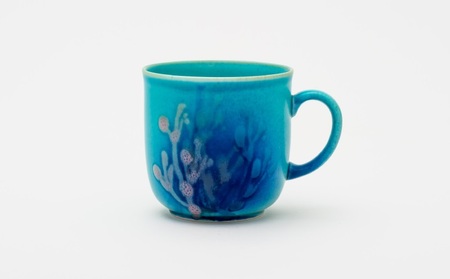 【datta.沖縄南の島陶芸工房】珊瑚カップ 瑠璃紺x青色（ペア）