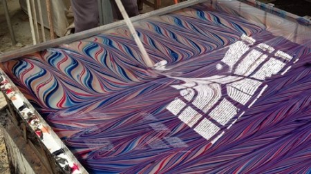 墨流し染 額装 結晶 (G03)／染美堂 一点物 絹 シルク 現代風 アート インテリア 幻想的 奈良県 葛城市【snbd015】