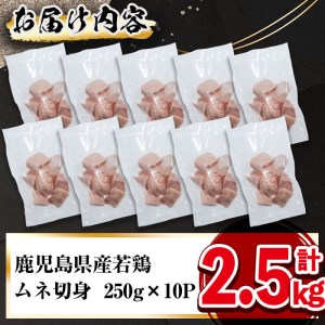 鹿児島県産 若鶏 ムネ肉 250g×10P (計2.5kg) a1-137