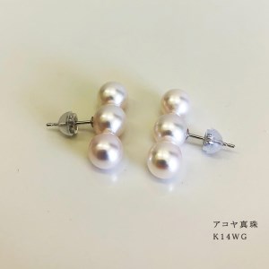 K14 ホワイトゴールド 真珠 7-7.5mm ピアス アクセサリー 【三重県志摩市】