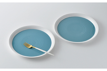 【波佐見焼】ブルースプレッド 24cm 丸皿 プレート 2枚セット 食器 皿 【一真窯】 [BB46]  波佐見焼