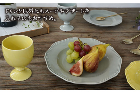 【波佐見焼】iroiro ゴブレット (ペールイエロー×ペールグレー) ペアセット 2点 食器 皿 【藍染窯】 [JC64]  波佐見焼