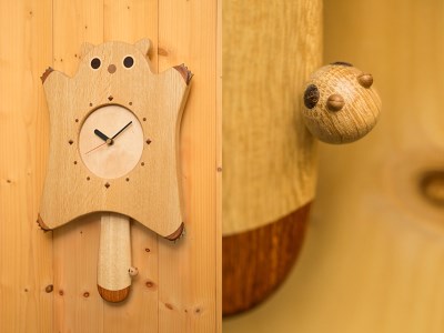 (10005001)旭川家具 ももんがの木工時計