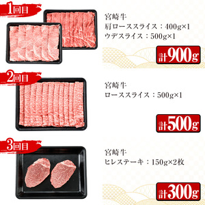 ＜定期便・6回(連続)＞宮崎牛・定期便B(6ヶ月)国産 宮崎県産 宮崎牛 牛肉 ステーキ 焼肉 A4 肩ロース ウデ ロース ヒレ【MI003】【(株)ミヤチク宮崎加工センター】