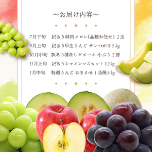 【2026年7月発送開始】フルーツ定期便 5回 食べきりセット　訳あり品含む | フルーツ定期便