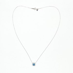 K18WG ブルートパーズ&ダイヤ リバーシブルペンダント 角