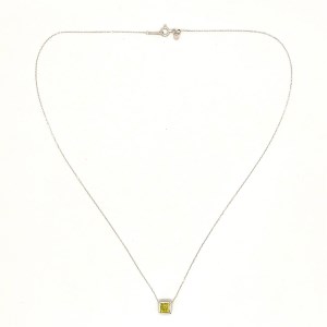 K18WG ペリドット&ダイヤ リバーシブルペンダント 角