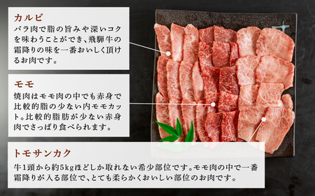 飛騨牛焼肉三種盛り（カルビ、モモ、トモサンカク　各200g）【70-25】