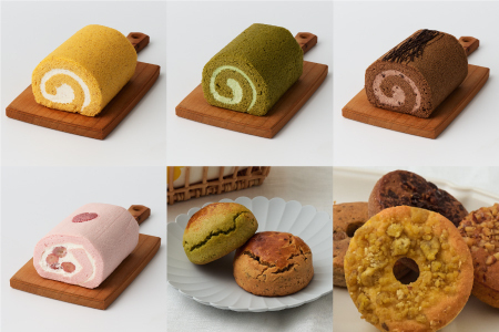 【定期便6回】プレミアム米粉ロールケーキ10種+栗ドーナツ+米粉スコーンセット (H053326)