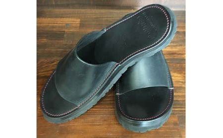 レザーサンダル（ブラック）サイズ8（26～26.5cm）【キャッスルファイブレザーアート】 ファッション 靴 シューズ 牛革 