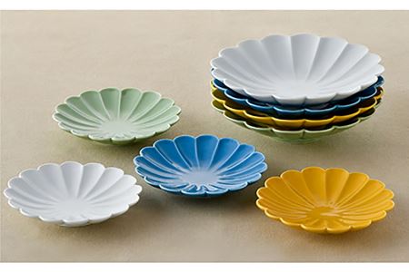 【波佐見焼】菊紋 皿（中・小）カラフル 4色セット 食器 皿 【洸琳窯】 [GE29]  波佐見焼