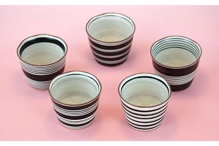 【波佐見焼】蕎麦猪口（マルチカップ）ボーダー そばちょこ 小鉢 陶器  食器 皿 【鐵山陶器】 [ZD10] 波佐見焼