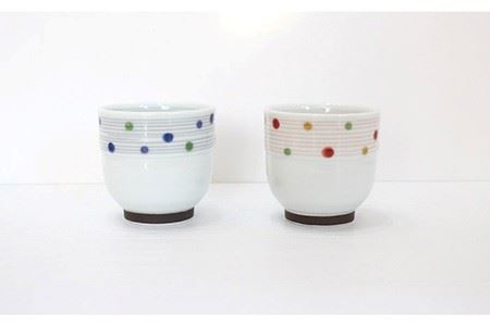 【波佐見焼】色彩水玉（ 茶碗 ・ 湯呑 ）4点セット 食器 皿 【陶芸ゆたか】 [VA93]  波佐見焼