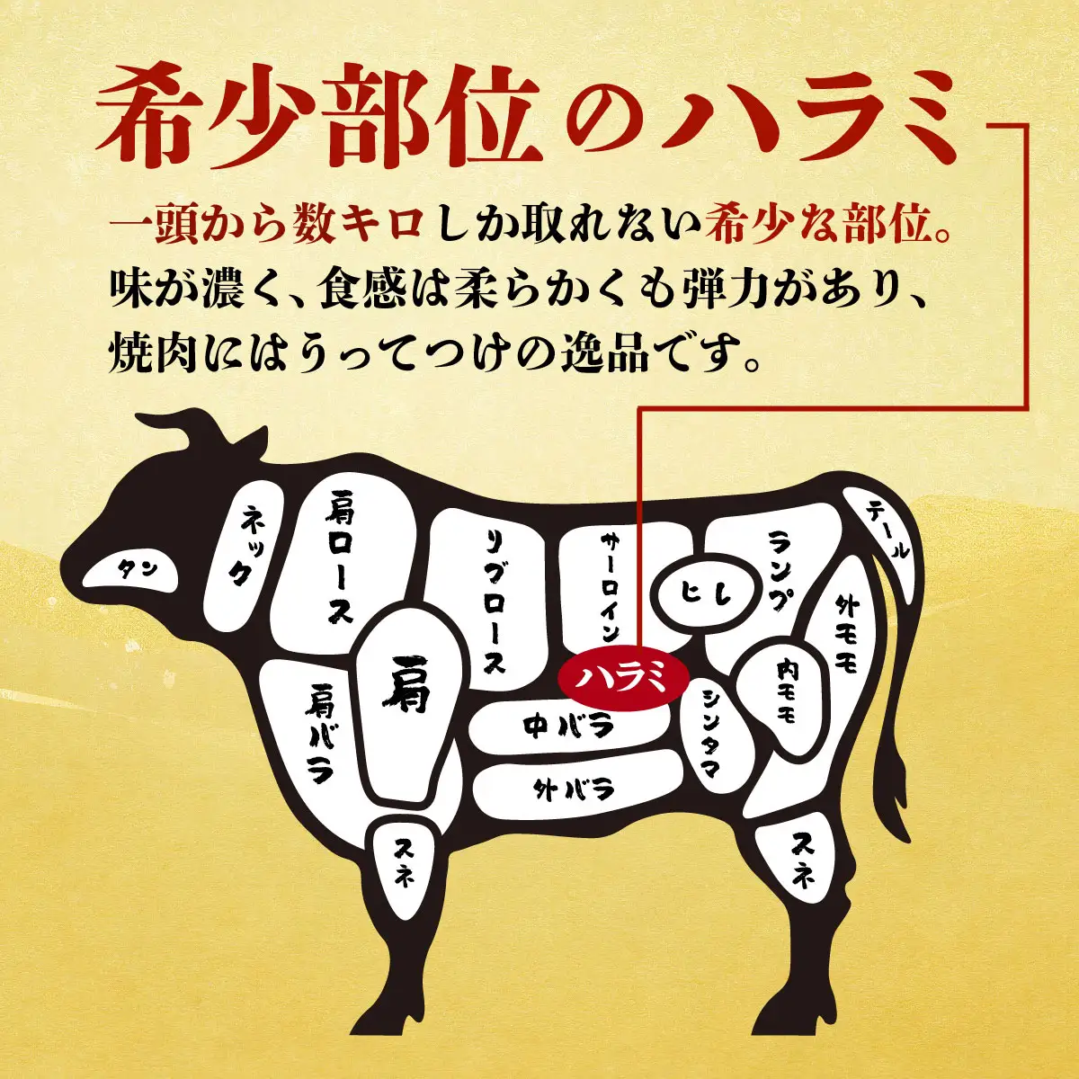 ヤマジュウの特製タレ漬け！牛ハラミ肉１ｋｇ