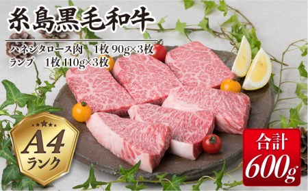 【極上 ステーキ】合計 600g (6枚入) ハネシタロース ランプ A4ランク 糸島 黒毛和牛 【糸島ミートデリ工房】[ACA041] 希少 ステーキ ランプ ロース 牛肉 赤身 国産 和牛 黒毛和牛