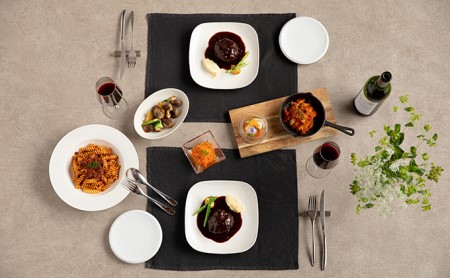 フレンチレストランのシェフ監修 牛100％粗挽きハンバーグセット【配送不可：離島】 お肉 惣菜 野菜加工品 