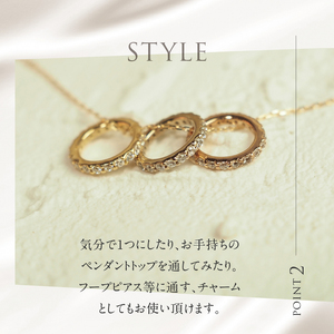K18YG/WG/PG　3カラーダイヤモンドリングペンダント ペンダント ネックレス リングペンダント アクセサリー レディース ジュエリー K18 イエローゴールド ホワイトゴールド ピングゴールド ダイヤモンド 鑑別書付 保証書付 ジュエリーケース付  [h170]