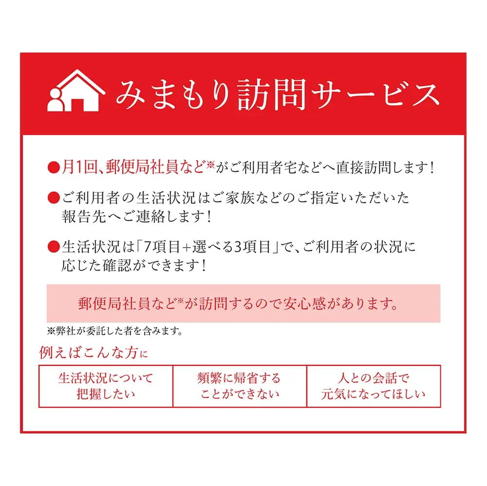 郵便局のみまもりサービス「みまもり訪問サービス」（6か月）