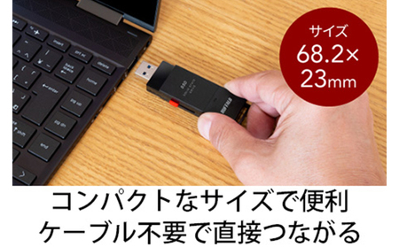 BUFFALO スティック型 SSD 1TB ポータブルSSD コンパクト 持ち運び USB 家電