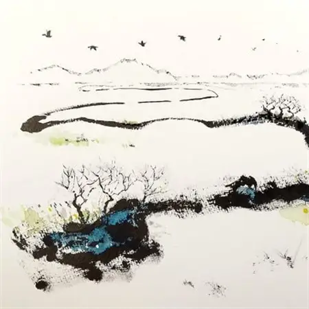 北海道釧路町の大自然　絵画「早春の釧路湿原」　1枚(F4号サイズ)_北海道 釧路町の 大自然 Mナオキオリジナル 作品 北海道 釧路町 釧路超 特産品 _【1276725】