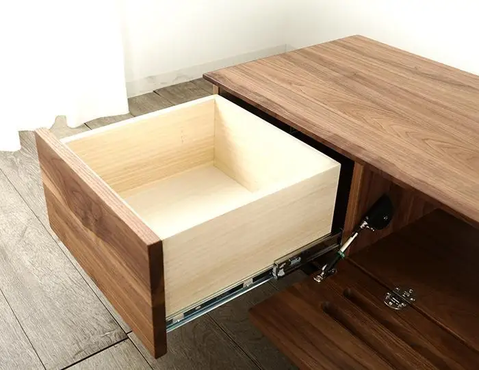 大川家具 ブローディ180TVボード 両引出し アイアン脚 天然木ウォールナット