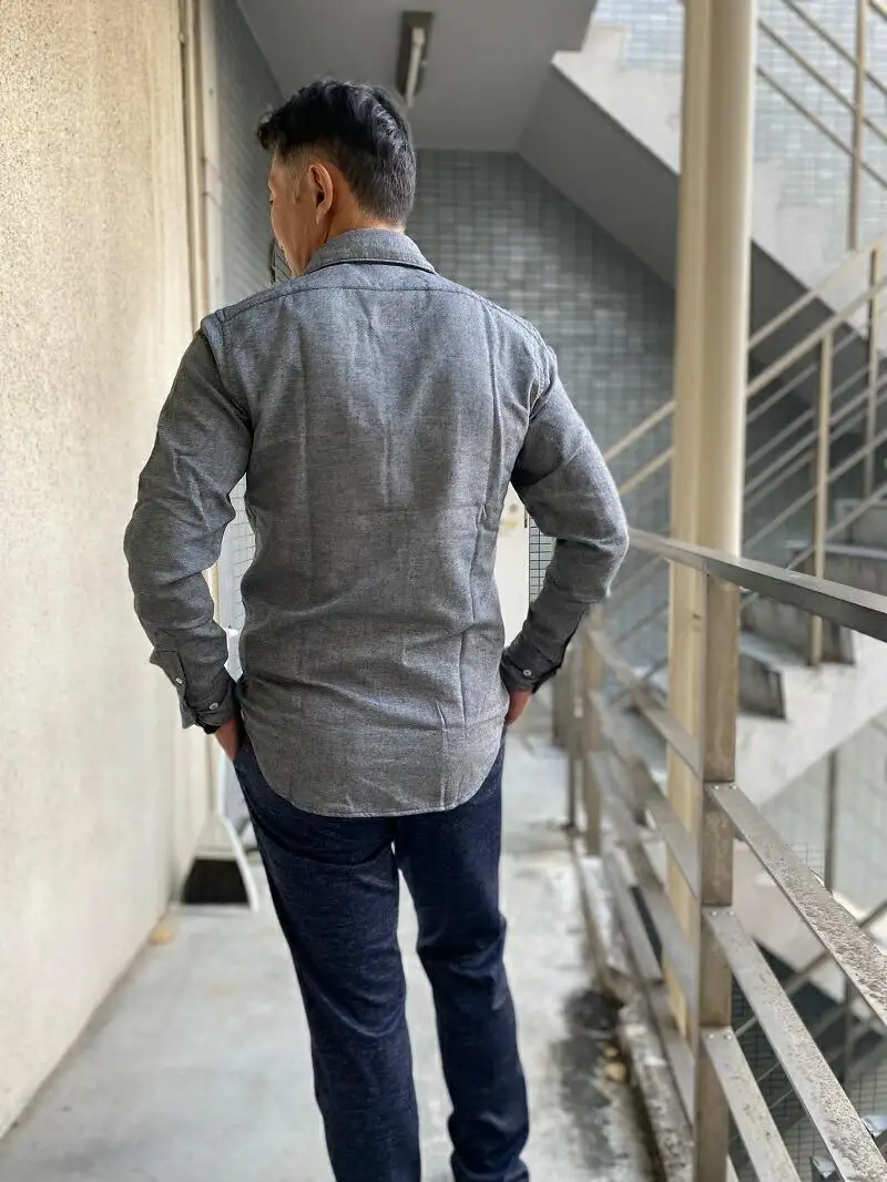 今治　バックパイルシャツ　グレー　【M】