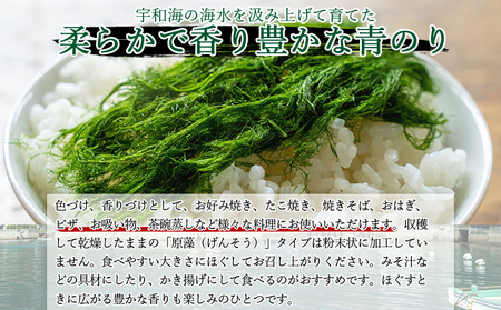 ＜打ち抜き海水で育てた「すじ青のり」（原藻3g×5パック）＞ 甲殻類アレルギーフリー 色づけ 香りづけ お好み焼き たこ焼き 焼きそば 天ぷら おはぎ ピザ 佐藤真珠 愛媛県 西予市【常温】『最短10営業日以内に順次発送予定』ASS0001