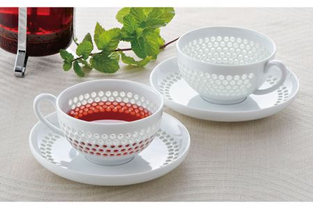 波佐見焼】水晶プレミアム ティーカップ ソーサー 2客セット 食器 皿